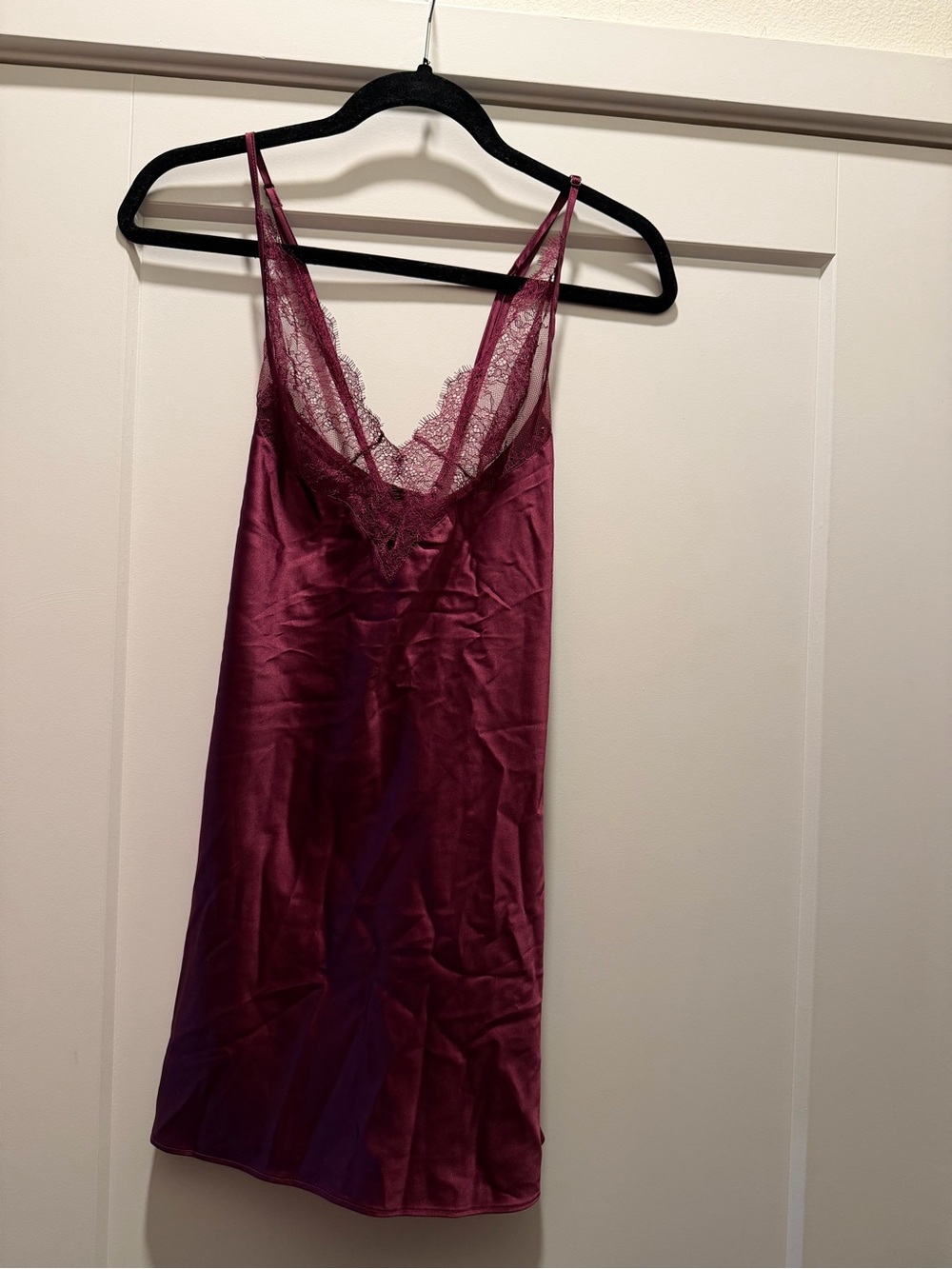 Victoria's Secret Wine Lace-Trim Satin Slip